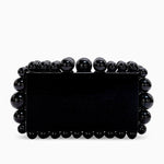 Luxury Pearl Acrylic Clutch – Elegant Evening Bag with Gold Chain - in Black | Arvea Bags