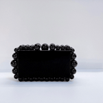 Luxury Pearl Acrylic Clutch – Elegant Evening Bag with Gold Chain - in Black | Arvea Bags