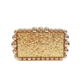 Luxury Pearl Acrylic Clutch – Elegant Evening Bag with Gold Chain - in Gold | Arvea Bags