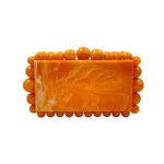 Luxury Pearl Acrylic Clutch – Elegant Evening Bag with Gold Chain - in Orange | Arvea Bags