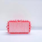 Luxury Pearl Acrylic Clutch – Elegant Evening Bag with Gold Chain - in Pink | Arvea Bags