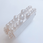 Luxury Pearl Acrylic Clutch – Elegant Evening Bag with Gold Chain - in White | Arvea Bags