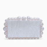 Luxury Pearl Acrylic Clutch – Elegant Evening Bag with Gold Chain - in White | Arvea Bags