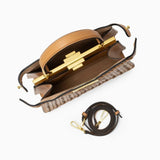 Luxury Tan Braided Leather Bag – Elegant Top Handle & Gold Twist Lock - in Brown | Arvea Bags
