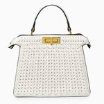 Luxury Tan Braided Leather Bag – Elegant Top Handle & Gold Twist Lock - in Light Beige | Arvea Bags