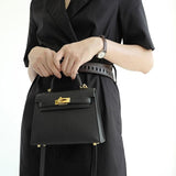 Luxury Top Handle Bag – Timeless Structured Designer Handbag for Women - in Black | Arvea Bags