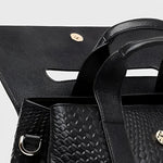Lyla Luxury Black Woven Leather Tote Bag for Women - in Black | Arvea Bags