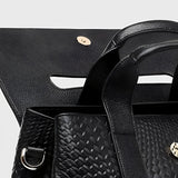 Lyla Luxury Black Woven Leather Tote Bag for Women - in Black | Arvea Bags