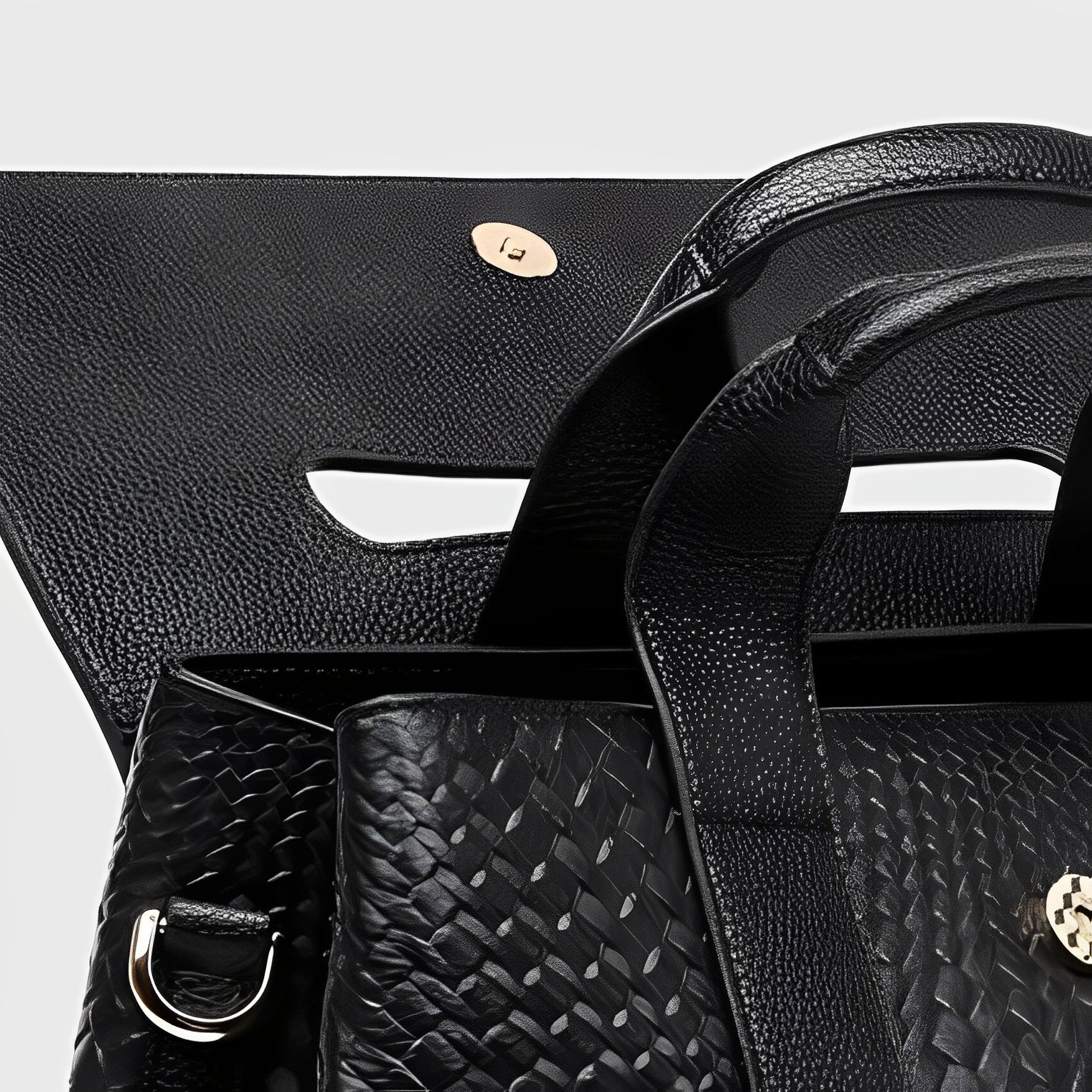 Lyla Luxury Black Woven Leather Tote Bag for Women - in Black | Arvea Bags