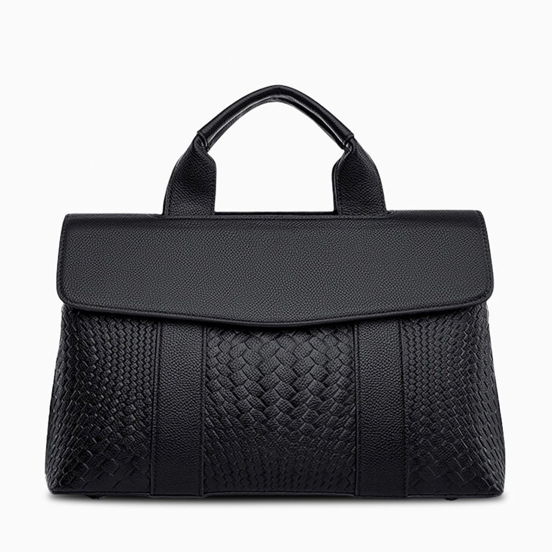 Lyla Luxury Black Woven Leather Tote Bag for Women - in Black | Arvea Bags