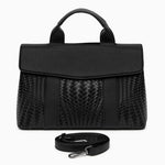 Lyla Luxury Black Woven Leather Tote Bag for Women - in Black | Arvea Bags