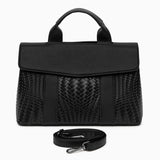 Lyla Luxury Black Woven Leather Tote Bag for Women - in Black | Arvea Bags