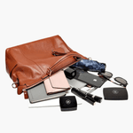 Madeline | Brown Leather Weekender Tote – Chic & Spacious - in Black | Arvea Bags
