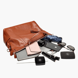 Madeline | Brown Leather Weekender Tote – Chic & Spacious - in Black | Arvea Bags