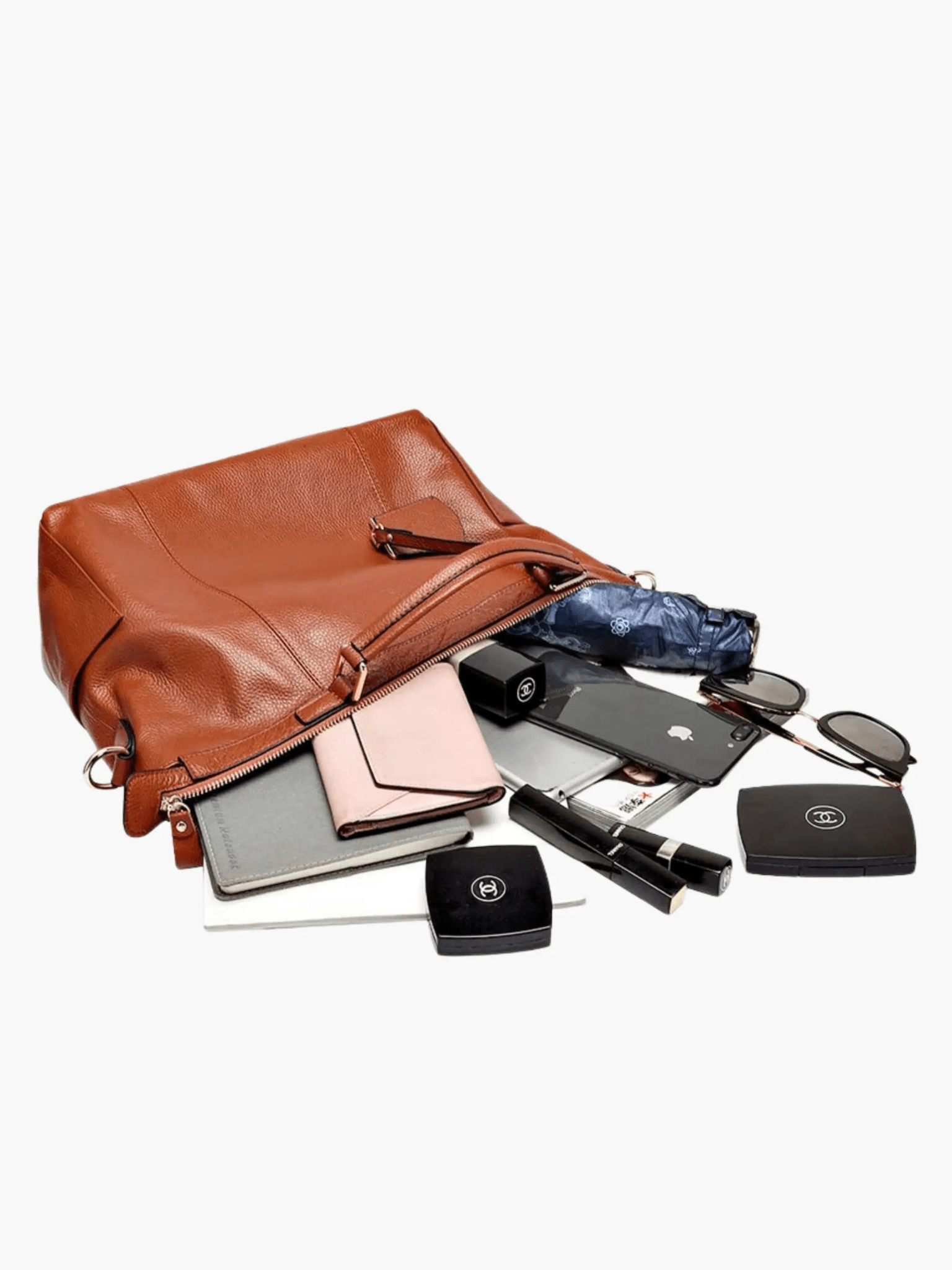 Madeline | Brown Leather Weekender Tote – Chic & Spacious - in Black | Arvea Bags