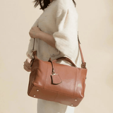 Madeline | Brown Leather Weekender Tote – Chic & Spacious - in Black | Arvea Bags