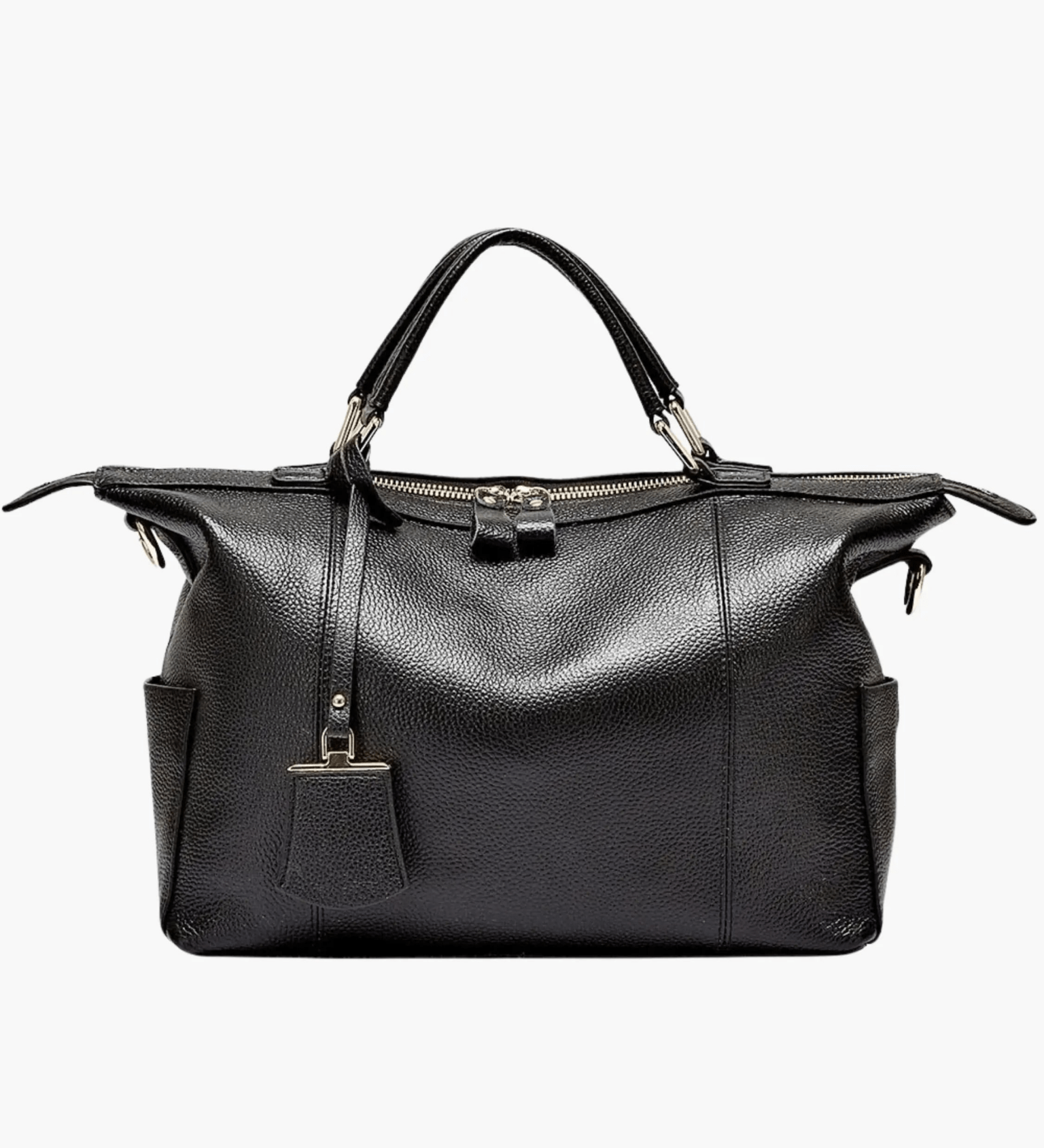 Madeline | Brown Leather Weekender Tote – Chic & Spacious - in Black | Arvea Bags