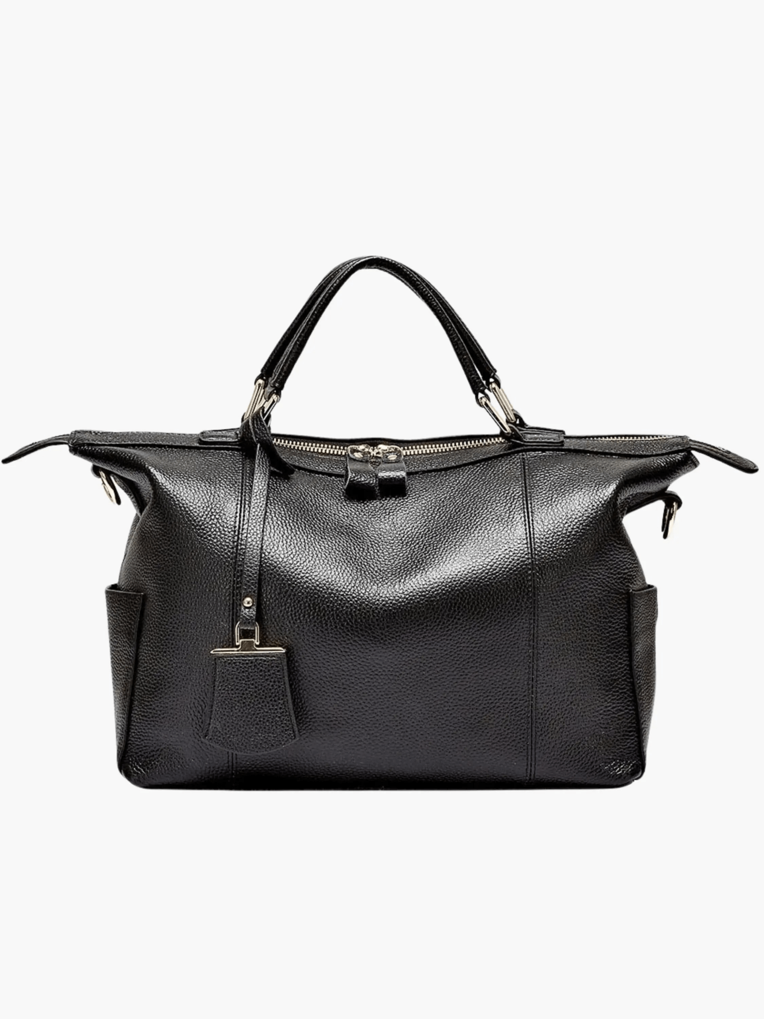 Madeline | Brown Leather Weekender Tote – Chic & Spacious - in Black | Arvea Bags