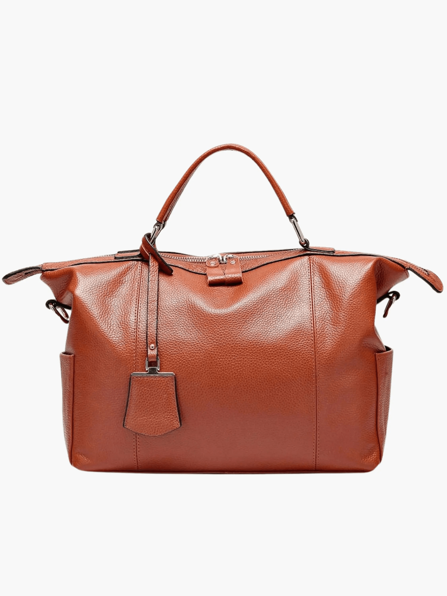 Madeline | Brown Leather Weekender Tote – Chic & Spacious - in Brown | Arvea Bags