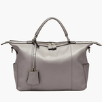 Madeline | Brown Leather Weekender Tote – Chic & Spacious - in Grey | Arvea Bags