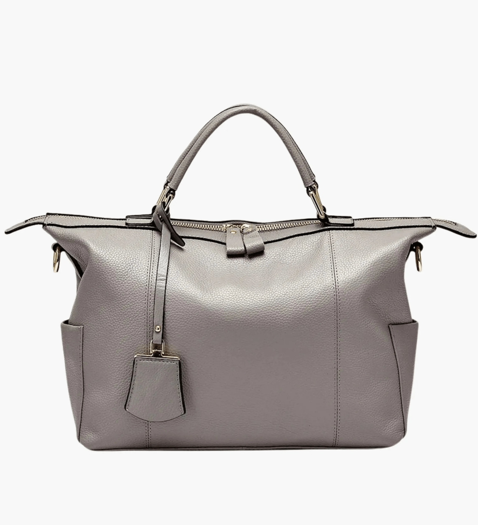 Madeline | Brown Leather Weekender Tote – Chic & Spacious - in Grey | Arvea Bags