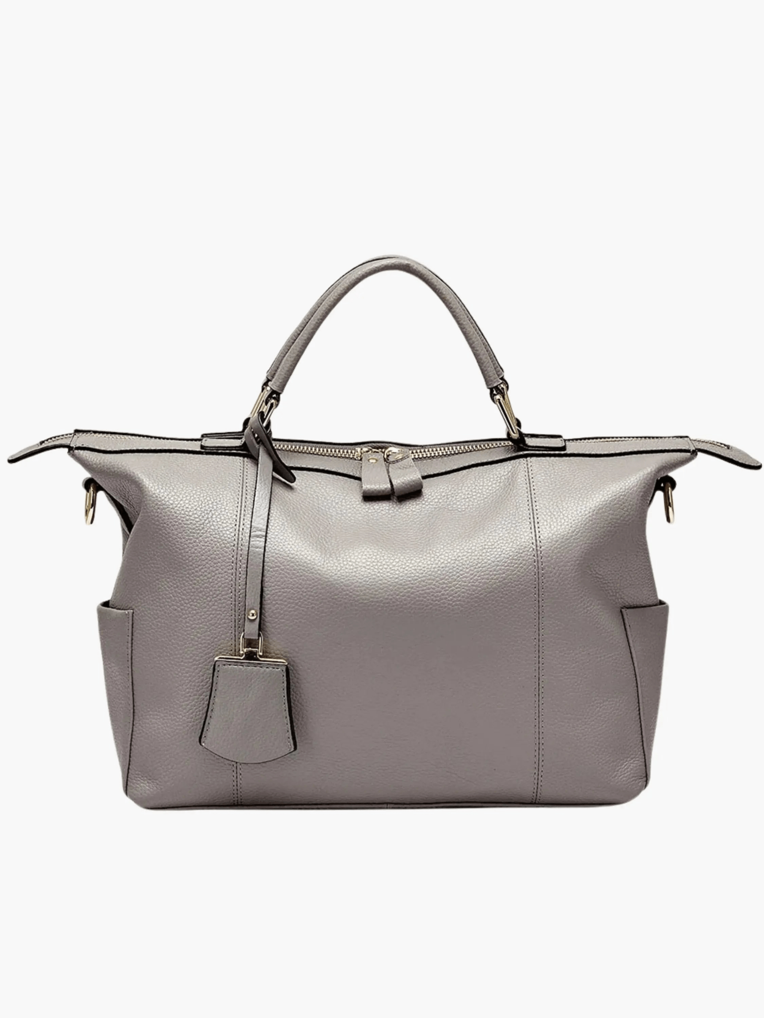 Madeline | Brown Leather Weekender Tote – Chic & Spacious - in Grey | Arvea Bags