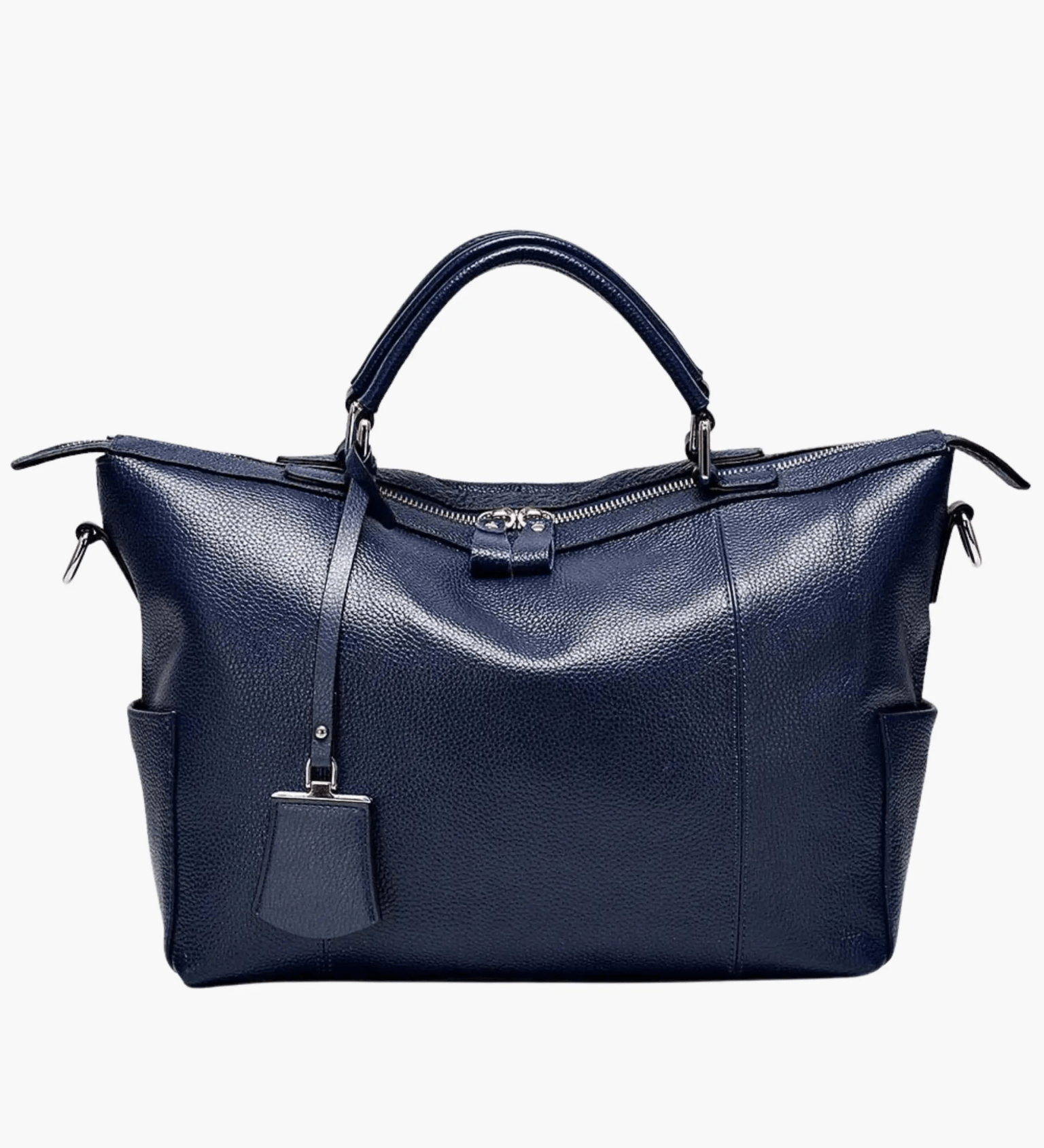 Madeline | Brown Leather Weekender Tote – Chic & Spacious - in Navy Blue | Arvea Bags