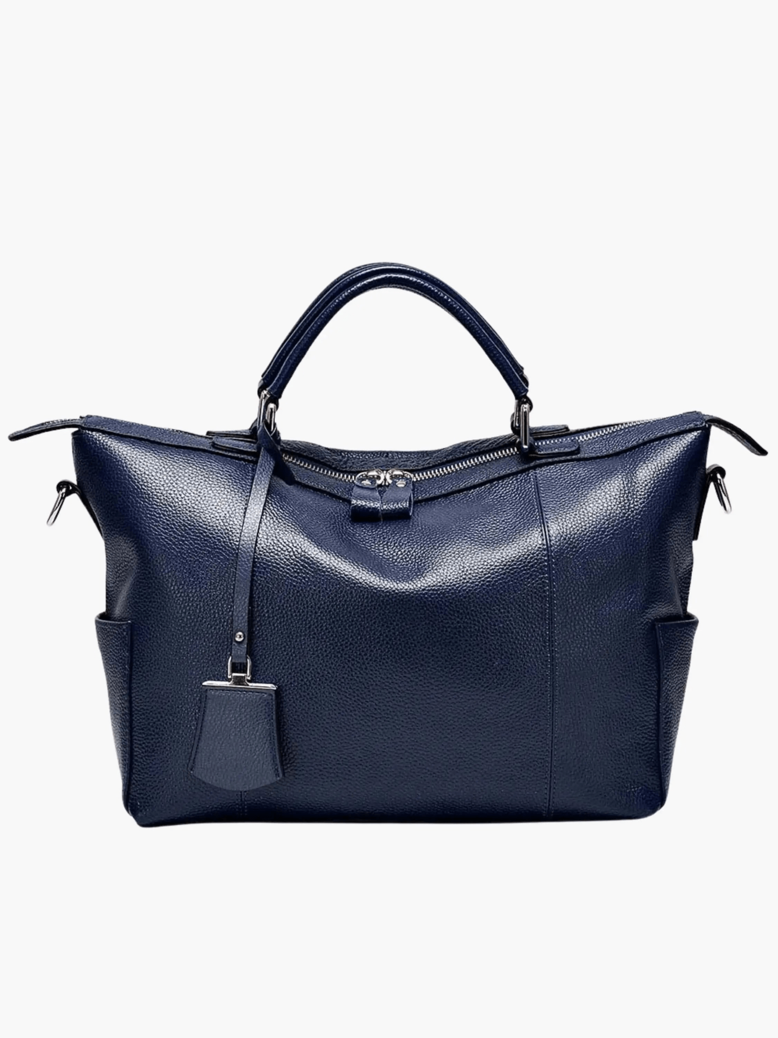 Madeline | Brown Leather Weekender Tote – Chic & Spacious - in Navy Blue | Arvea Bags