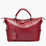 Madeline | Brown Leather Weekender Tote – Chic & Spacious - in Wine Red | Arvea Bags