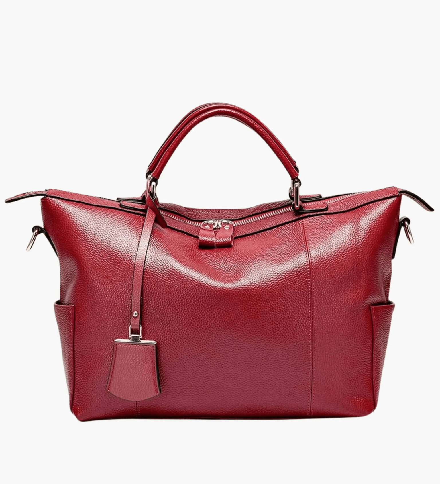 Madeline | Brown Leather Weekender Tote – Chic & Spacious - in Wine Red | Arvea Bags