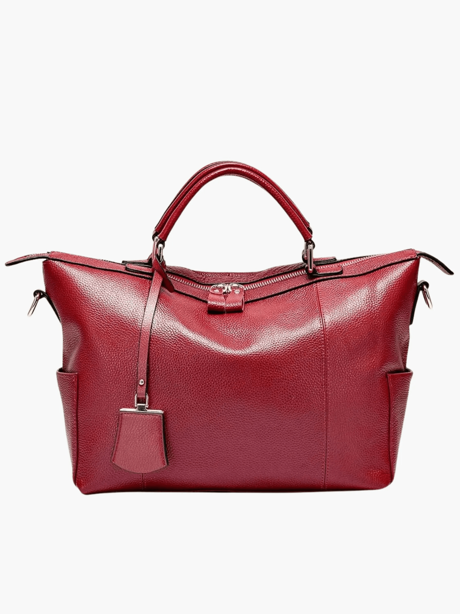 Madeline | Brown Leather Weekender Tote – Chic & Spacious - in Wine Red | Arvea Bags