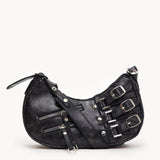 Madelon | Luxury Red Leather Shoulder Bag – Bold & Edgy - in Black | Arvea Bags