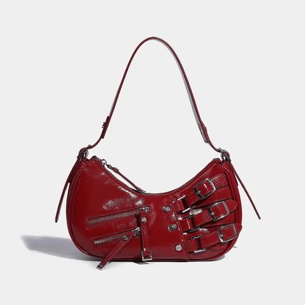 Madelon | Luxury Red Leather Shoulder Bag – Bold & Edgy - in Red | Arvea Bags