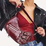 Madelon | Luxury Red Leather Shoulder Bag – Bold & Edgy - in Red | Arvea Bags