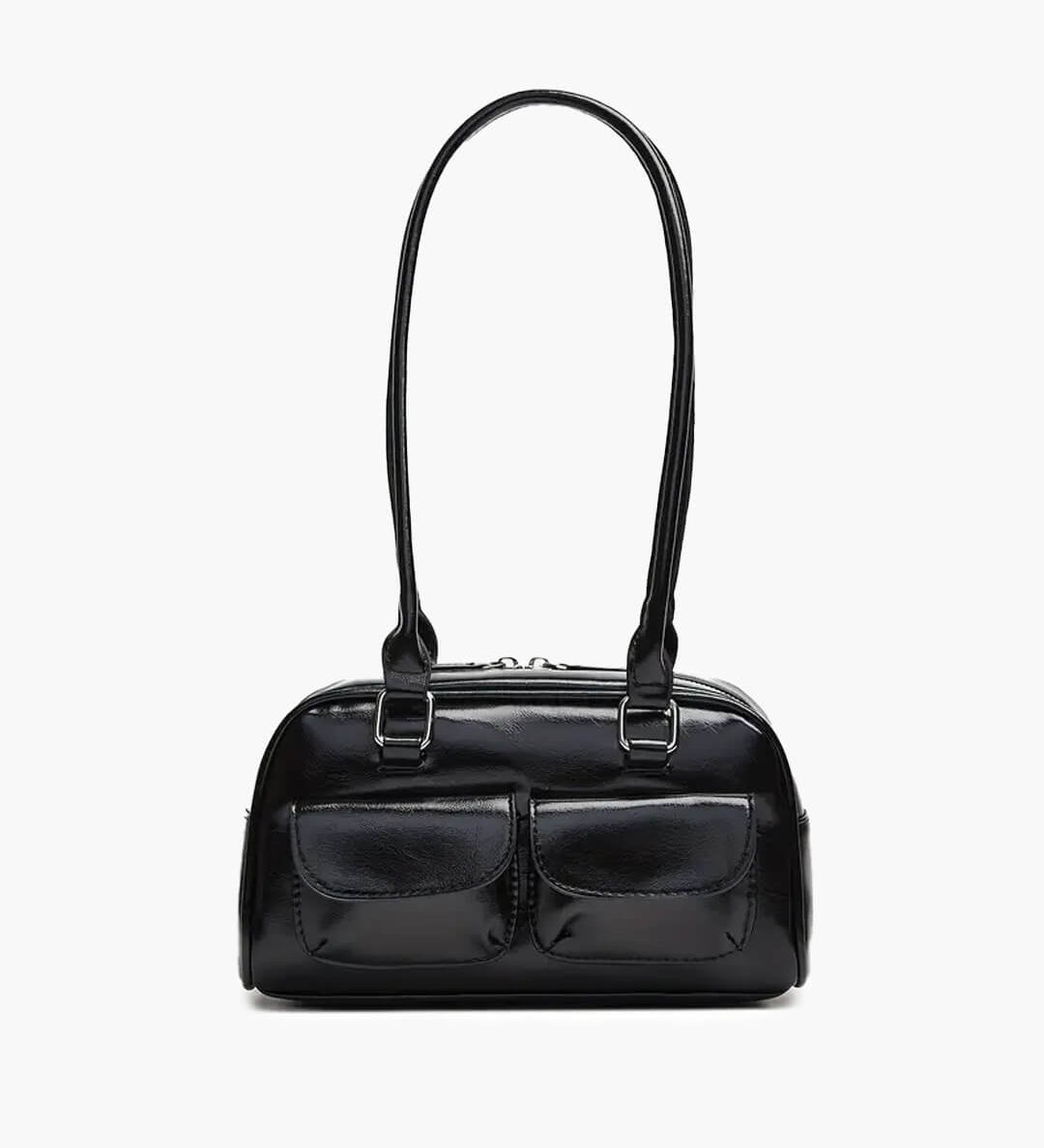 Maelle Pocket Tote Bag – Organised Everyday Handbag with Front Pockets - in Black | Arvea Bags