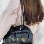 Maelle Pocket Tote Bag – Organised Everyday Handbag with Front Pockets - in Black | Arvea Bags
