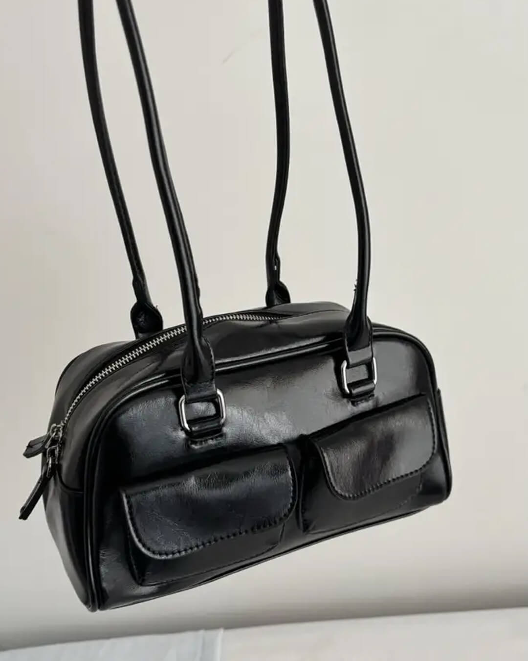 Maelle Pocket Tote Bag – Organised Everyday Handbag with Front Pockets - in Black | Arvea Bags