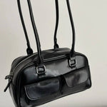 Maelle Pocket Tote Bag – Organised Everyday Handbag with Front Pockets - in Black | Arvea Bags