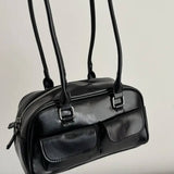 Maelle Pocket Tote Bag – Organised Everyday Handbag with Front Pockets - in Black | Arvea Bags