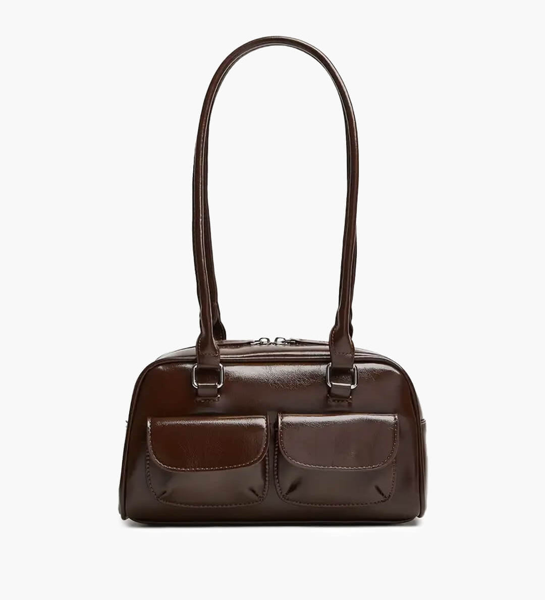 Maelle Pocket Tote Bag – Organised Everyday Handbag with Front Pockets - in Brown | Arvea Bags