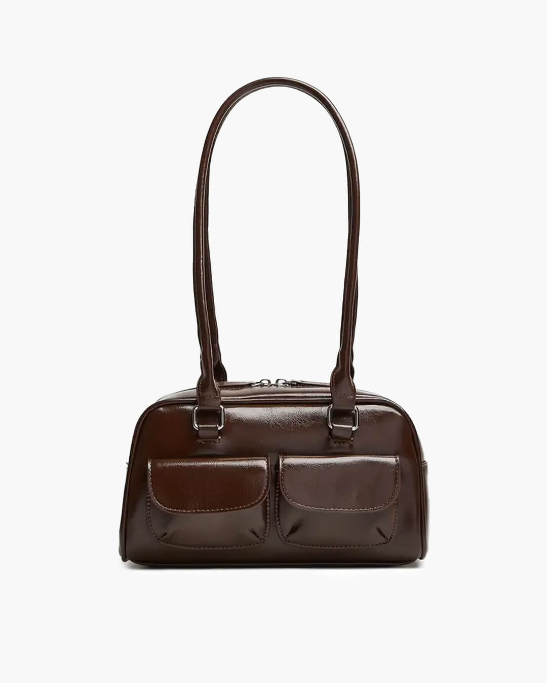 Maelle Pocket Tote Bag – Organised Everyday Handbag with Front Pockets - in Brown | Arvea Bags