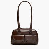 Maelle Pocket Tote Bag – Organised Everyday Handbag with Front Pockets - in Brown | Arvea Bags
