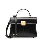 Marcelline | Elegant Black Leather Top - Handle Bag – Classic Luxury & Versatility - in Black | Arvea Bags