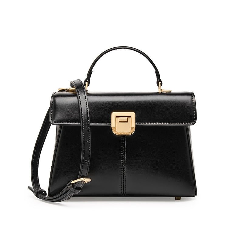 Marcelline | Elegant Black Leather Top - Handle Bag – Classic Luxury & Versatility - in Black | Arvea Bags