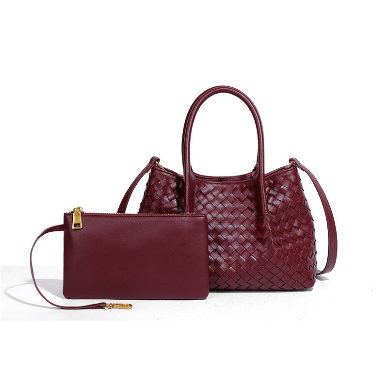 Mariana Woven Mini Tote - Soft Silhouette - in Wine Red | Arvea Bags