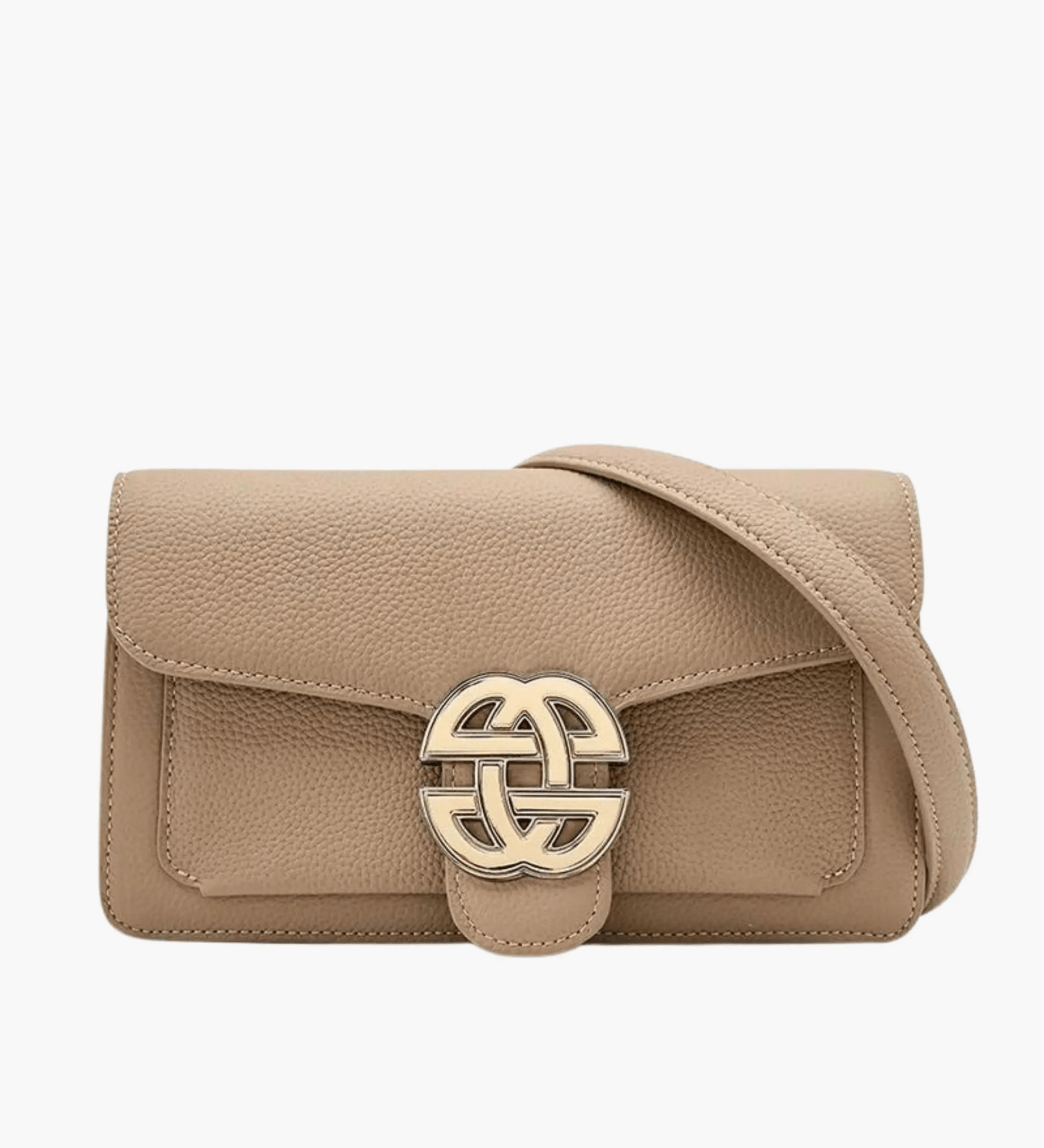 Mariselle | Luxe Taupe Leather Crossbody Bag – Elegant & Versatile - in Khaki | Arvea Bags