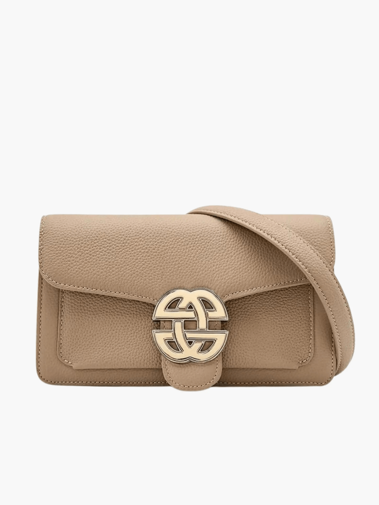 Mariselle | Luxe Taupe Leather Crossbody Bag – Elegant & Versatile - in Khaki | Arvea Bags