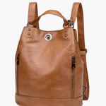 Marzena | Black Convertible Leather Backpack – Sleek Versatility - in Black | Arvea Bags
