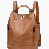 Marzena | Black Convertible Leather Backpack – Sleek Versatility - in Black | Arvea Bags