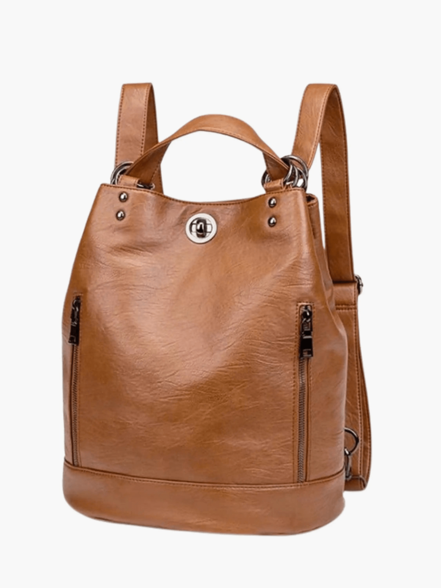 Marzena | Black Convertible Leather Backpack – Sleek Versatility - in Black | Arvea Bags